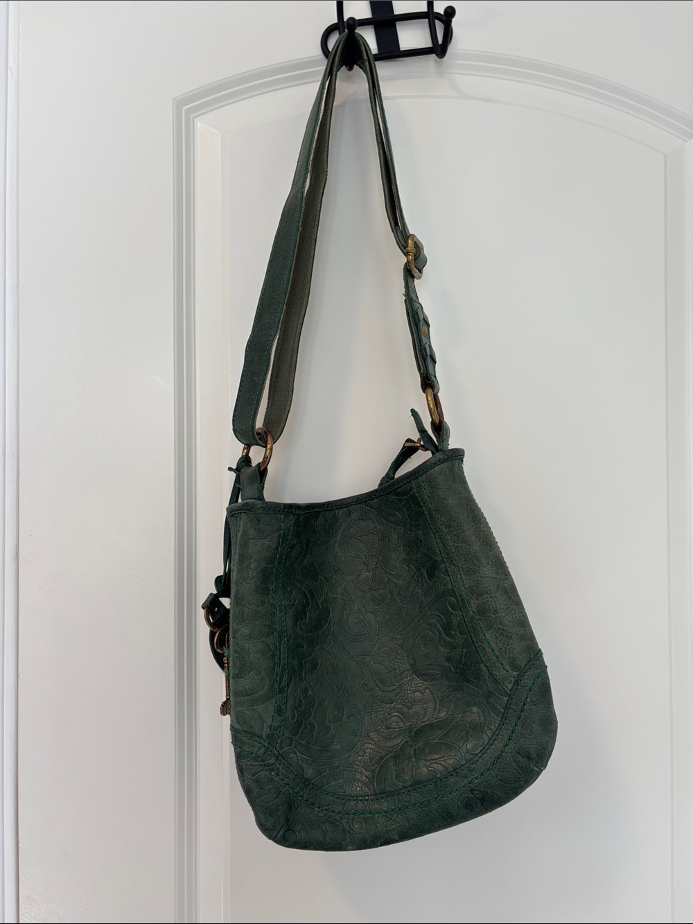 Women's Dark Green Leather Shoulder Bag
